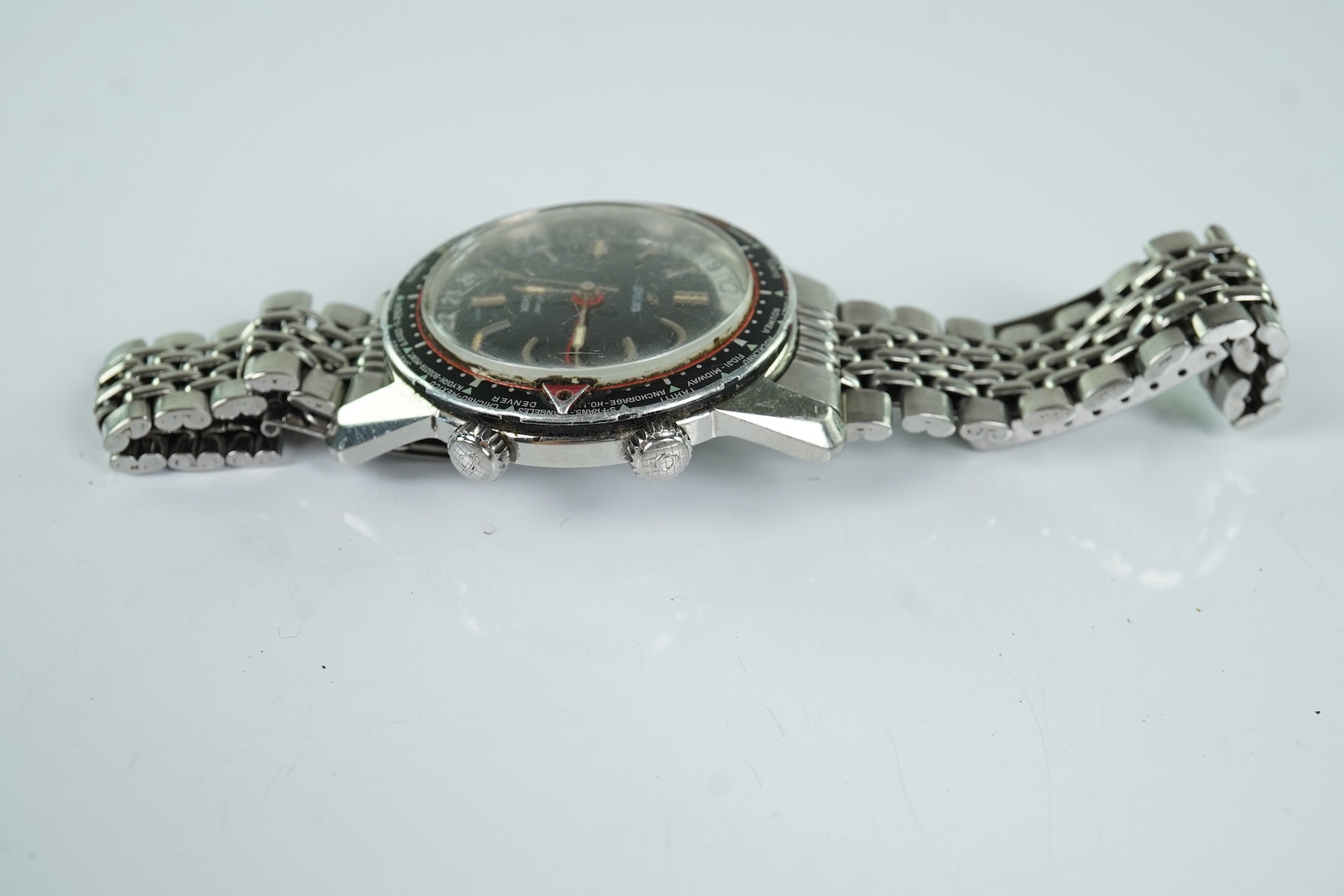A gentleman's1960's/1970's stainless steel Enicar Sherpa Guide automatic pilot's wrist watch
